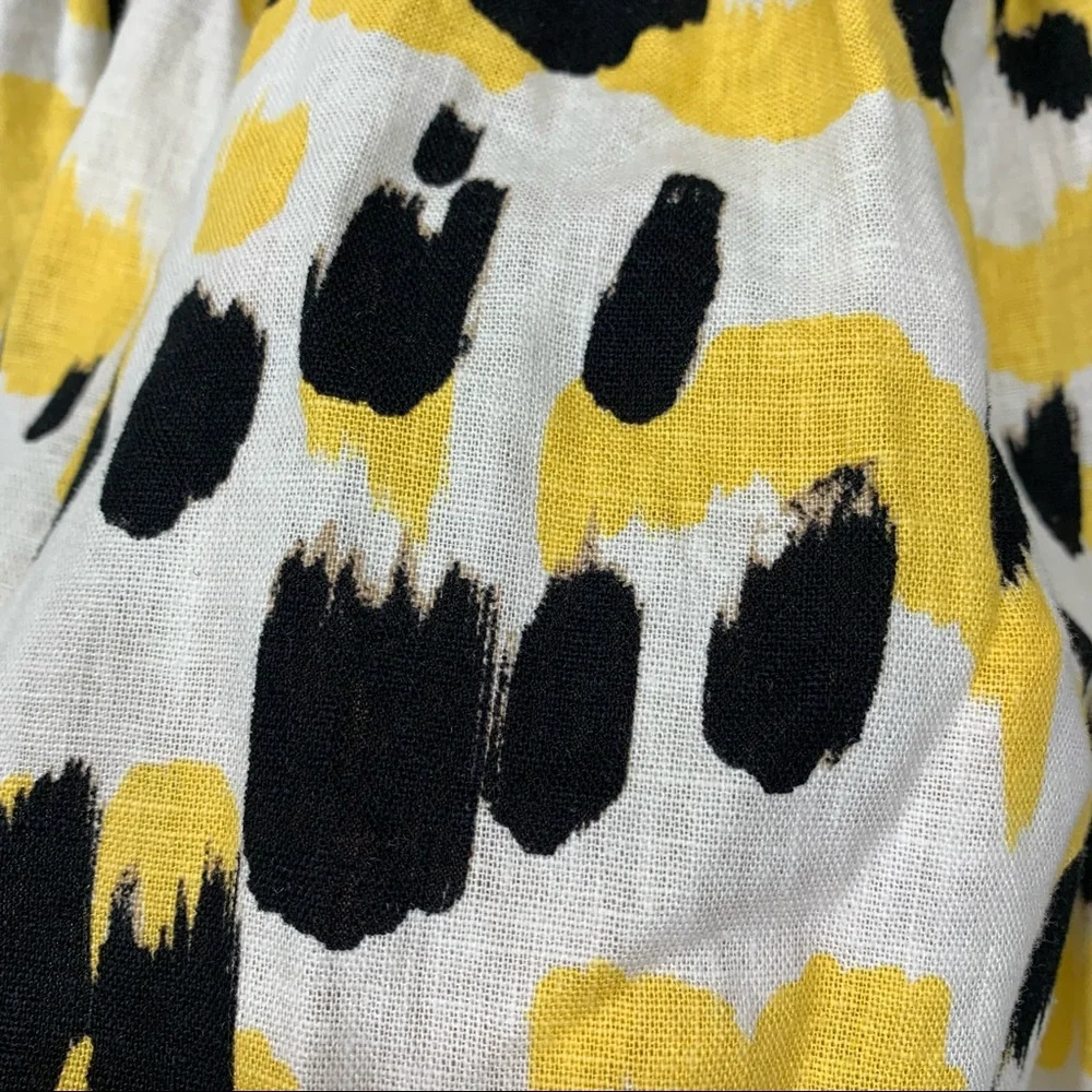 Who What Wear Linen Graphic Cat Smocked Off The Shoulder Short Sleeve Blouse Nwt - Picture 6 of 16